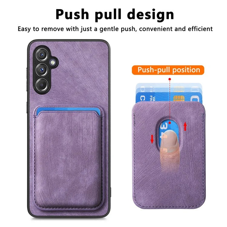 D12 For Samsung Galaxy A15 4G / 5G Case Detachable Magnetic Card Holder PU+TPU Phone Cover