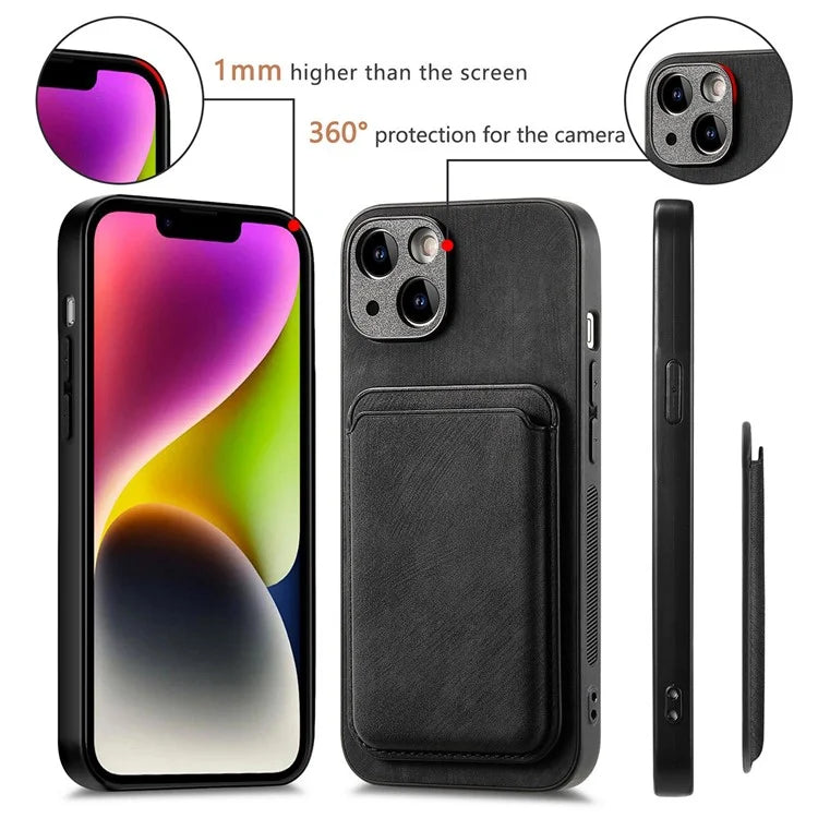 D12 For iPhone 14 Detachable Magnetic Card Case Shockproof Phone Cover