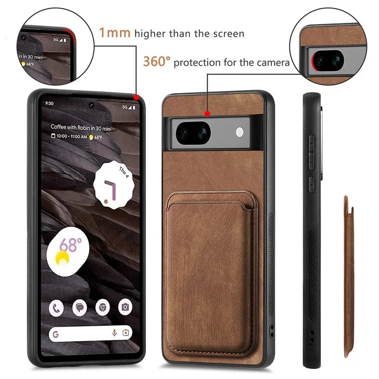 D12 Back Shell for Google Pixel 7a Detachable Magnetic Card Case Cell Phone Cover