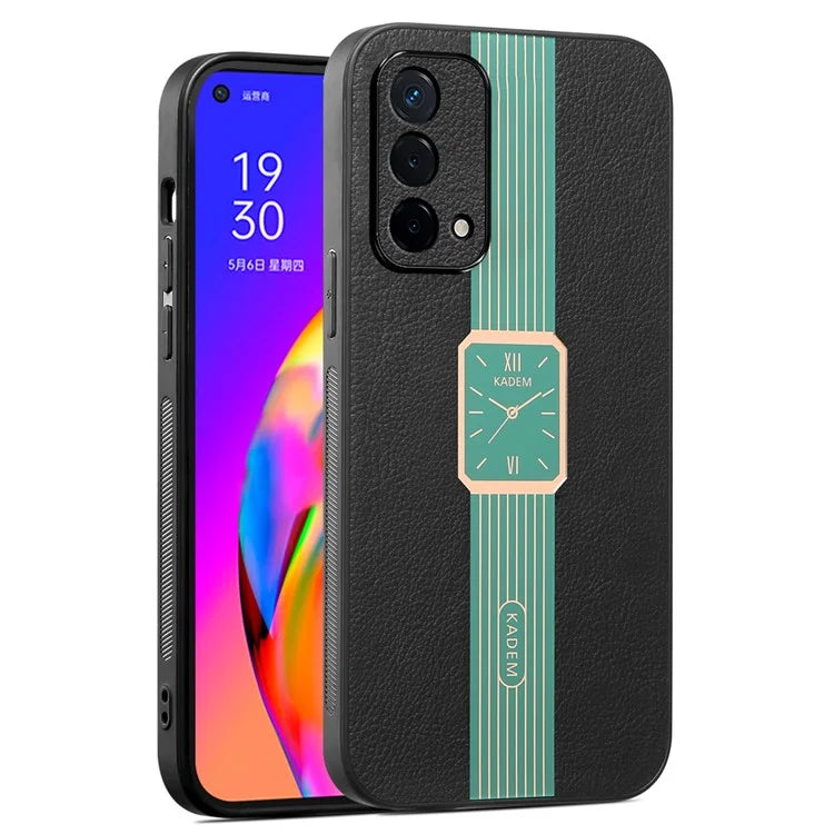 KADEM For Oppo A93 5G Case Stylish Watch Pattern Electroplated Leather+Acrylic+TPU Phone Cover