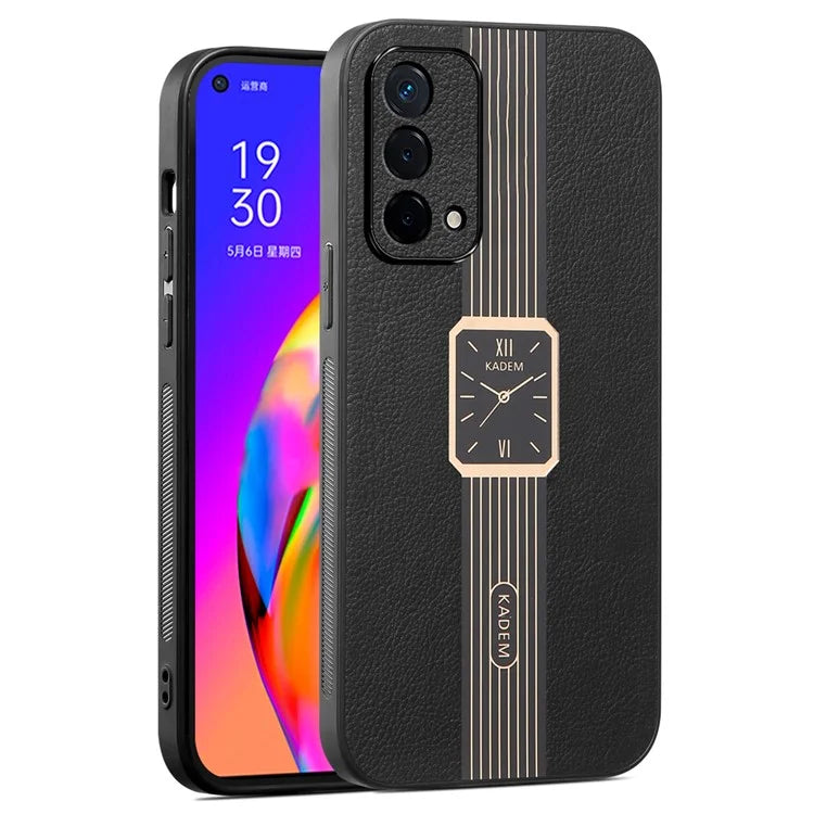 KADEM For Oppo A93 5G Case Stylish Watch Pattern Electroplated Leather+Acrylic+TPU Phone Cover
