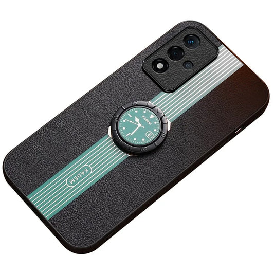 KADEM For Oppo A93s 5G Case Leather Coated Acrylic+TPU Ring Kickstand Anti-scratch Cellphone Cover
