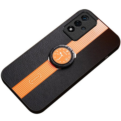 KADEM For Oppo A93s 5G Case Leather Coated Acrylic+TPU Ring Kickstand Anti-scratch Cellphone Cover