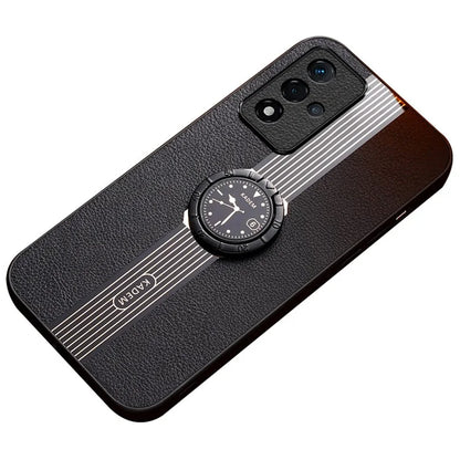KADEM For Oppo A93s 5G Case Leather Coated Acrylic+TPU Ring Kickstand Anti-scratch Cellphone Cover