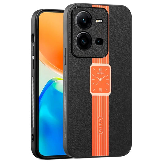 KADEM For vivo V25 5G / V25e 4G Case Leather+TPU+Acrylic Anti-scratch Electroplated Smartphone Cover