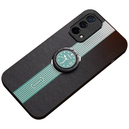 KADEM For Oppo F19 / F19s / A74 4G / A95 4G / Reno6 Lite Case Watch Pattern Phone Ring Kickstand Cover