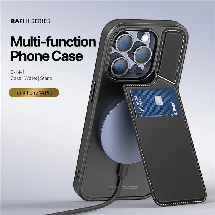 DUX DUCIS Rafi II Series for iPhone 14 Pro Phone Case PU Leather+TPU Cover with Card Slots