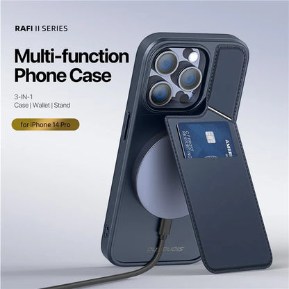 DUX DUCIS Rafi II Series for iPhone 14 Pro Phone Case PU Leather+TPU Cover with Card Slots