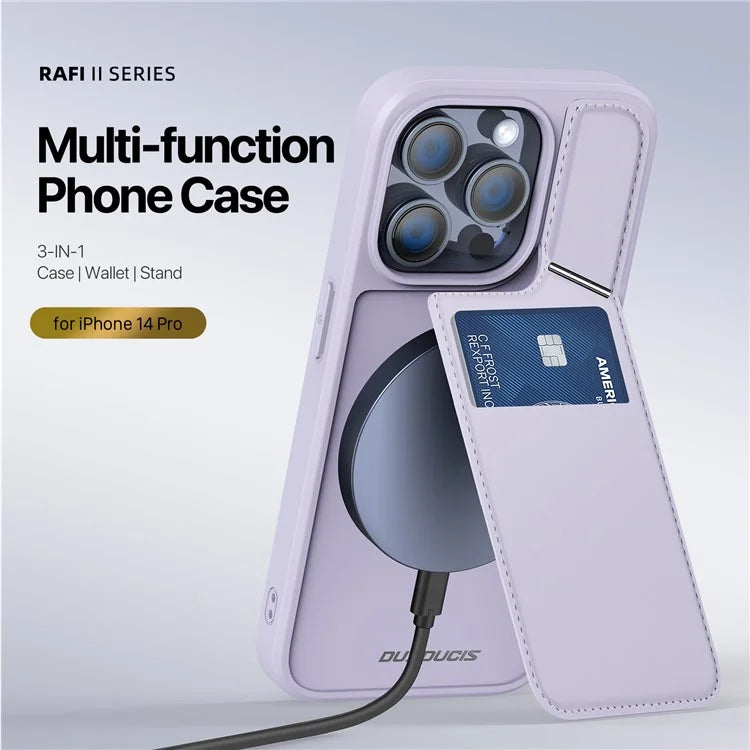 DUX DUCIS Rafi II Series for iPhone 14 Pro Phone Case PU Leather+TPU Cover with Card Slots
