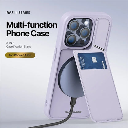 DUX DUCIS Rafi II Series for iPhone 14 Pro Phone Case PU Leather+TPU Cover with Card Slots