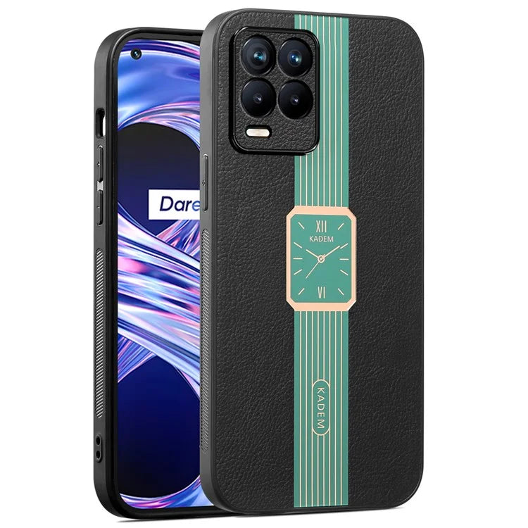 KADEM For Realme 8 / Realme 8 Pro Shell Watch Pattern Leather+Acrylic+TPU Cell Phone Case