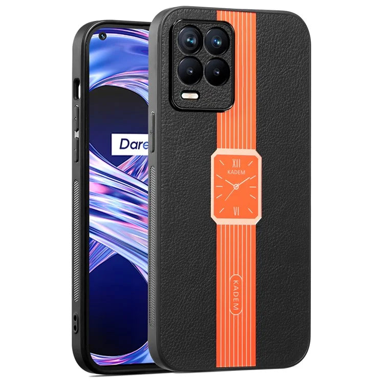 KADEM For Realme 8 / Realme 8 Pro Shell Watch Pattern Leather+Acrylic+TPU Cell Phone Case