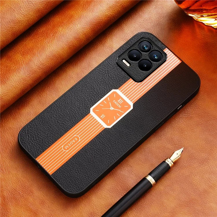 KADEM For Realme 8 / Realme 8 Pro Shell Watch Pattern Leather+Acrylic+TPU Cell Phone Case