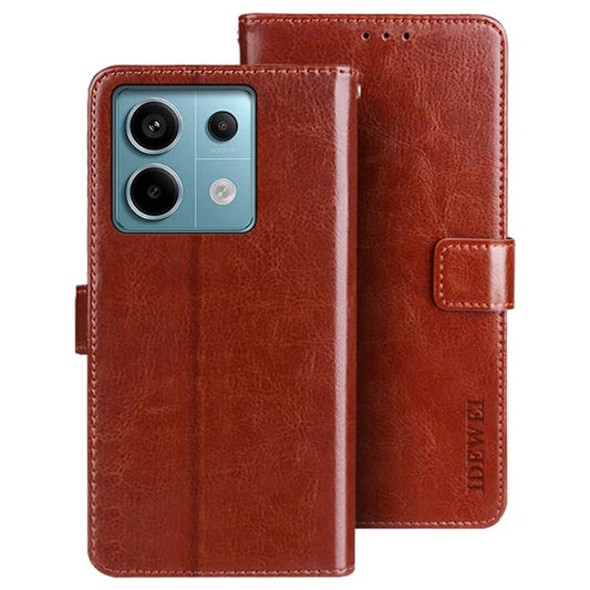 IDEWEI For Xiaomi Redmi Note 13 Pro 5G / Poco X6 5G Case Crazy Horse Leather Flip Stand Phone Cover