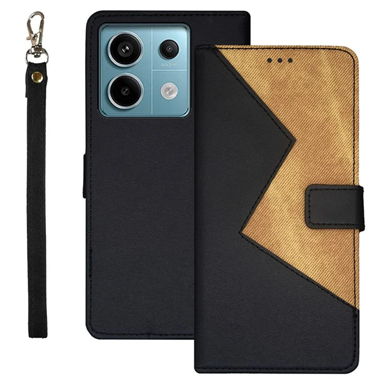 IDEWEI For Xiaomi Redmi Note 13 Pro 5G / Poco X6 5G Leather Folio Flip Cover Card Holder Phone Case Color Splicing