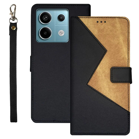 IDEWEI For Xiaomi Redmi Note 13 Pro 5G / Poco X6 5G Leather Folio Flip Cover Card Holder Phone Case Color Splicing
