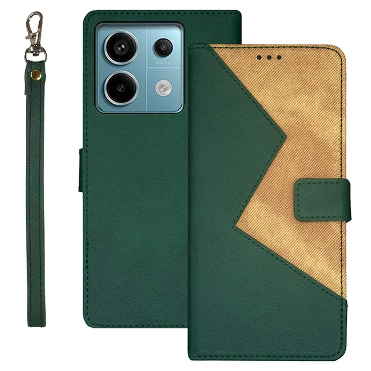 IDEWEI For Xiaomi Redmi Note 13 Pro 5G / Poco X6 5G Leather Folio Flip Cover Card Holder Phone Case Color Splicing