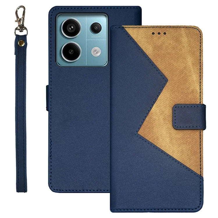 IDEWEI For Xiaomi Redmi Note 13 Pro 5G / Poco X6 5G Leather Folio Flip Cover Card Holder Phone Case Color Splicing