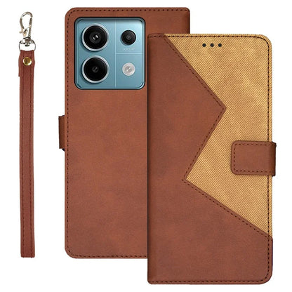 IDEWEI For Xiaomi Redmi Note 13 Pro 5G / Poco X6 5G Leather Folio Flip Cover Card Holder Phone Case Color Splicing