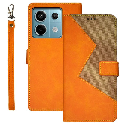 IDEWEI For Xiaomi Redmi Note 13 Pro 5G / Poco X6 5G Leather Folio Flip Cover Card Holder Phone Case Color Splicing