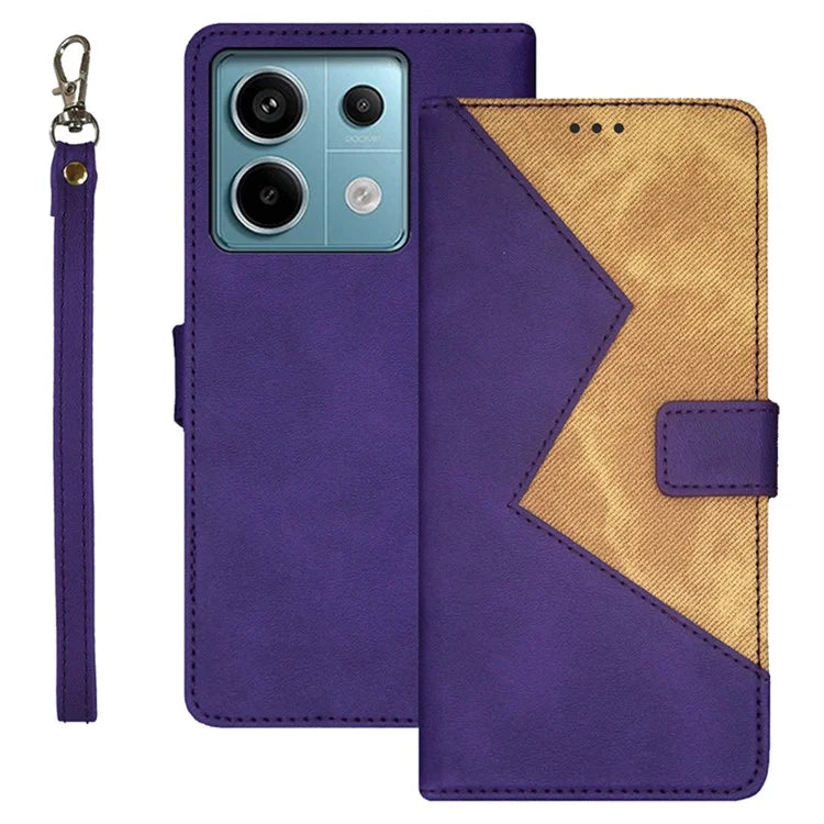 IDEWEI For Xiaomi Redmi Note 13 Pro 5G / Poco X6 5G Leather Folio Flip Cover Card Holder Phone Case Color Splicing