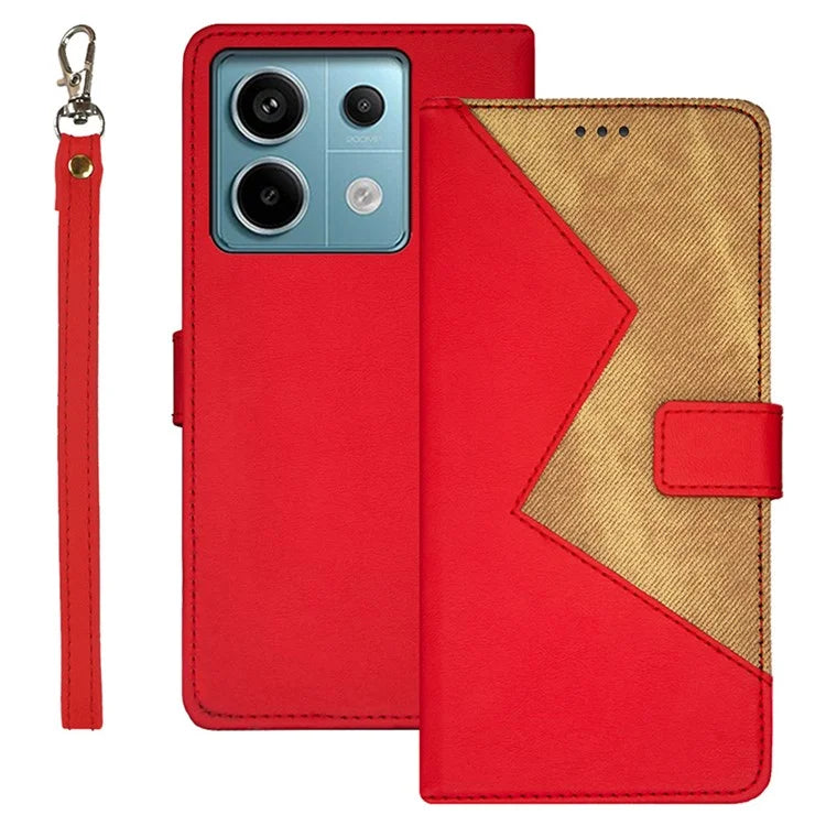 IDEWEI For Xiaomi Redmi Note 13 Pro 5G / Poco X6 5G Leather Folio Flip Cover Card Holder Phone Case Color Splicing