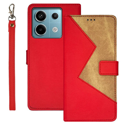 IDEWEI For Xiaomi Redmi Note 13 Pro 5G / Poco X6 5G Leather Folio Flip Cover Card Holder Phone Case Color Splicing