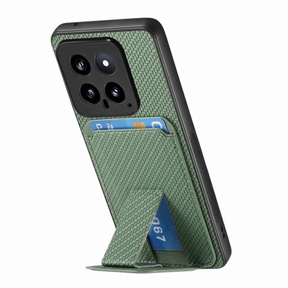 C1-11 for Xiaomi 14 Kickstand Case Leather Coated TPU Cover with Card Slots