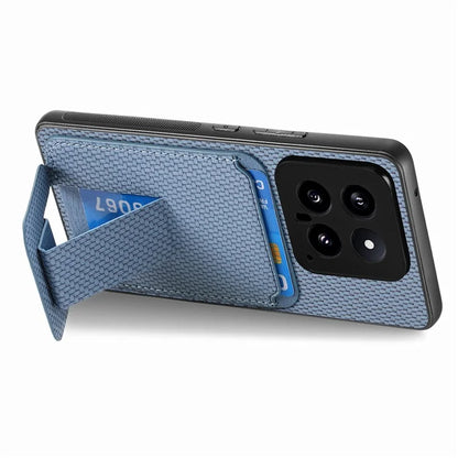 C1-11 for Xiaomi 14 Kickstand Case Leather Coated TPU Cover with Card Slots