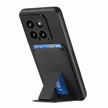 C1-11 for Xiaomi 14 Kickstand Case Leather Coated TPU Cover with Card Slots