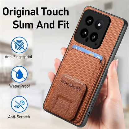 C1-11 for Xiaomi 14 Kickstand Case Leather Coated TPU Cover with Card Slots
