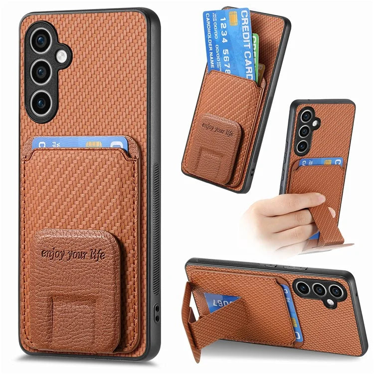 C1-11 for Samsung Galaxy S23 FE Case Carbon Fiber Texture Phone Kickstand Cover