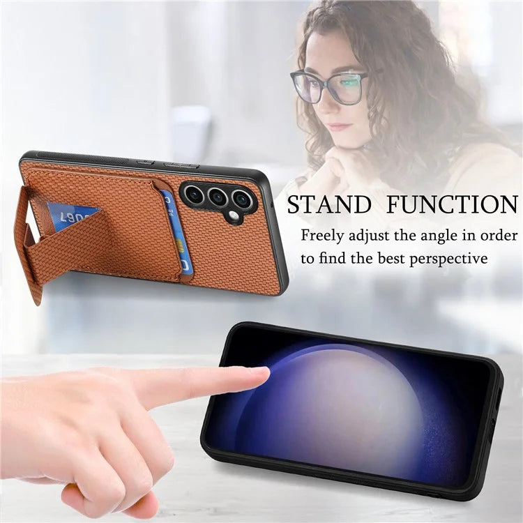 C1-11 for Samsung Galaxy S23 FE Case Carbon Fiber Texture Phone Kickstand Cover