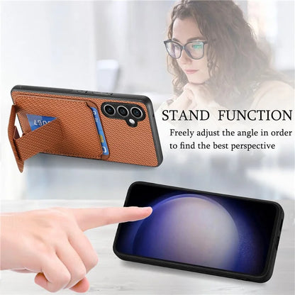 C1-11 for Samsung Galaxy S23 FE Case Carbon Fiber Texture Phone Kickstand Cover