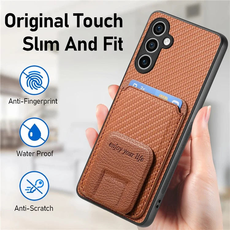 C1-11 for Samsung Galaxy S23 FE Case Carbon Fiber Texture Phone Kickstand Cover