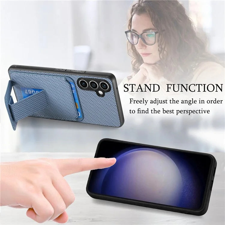 C1-11 for Samsung Galaxy S23 FE Case Carbon Fiber Texture Phone Kickstand Cover
