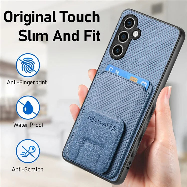 C1-11 for Samsung Galaxy S23 FE Case Carbon Fiber Texture Phone Kickstand Cover
