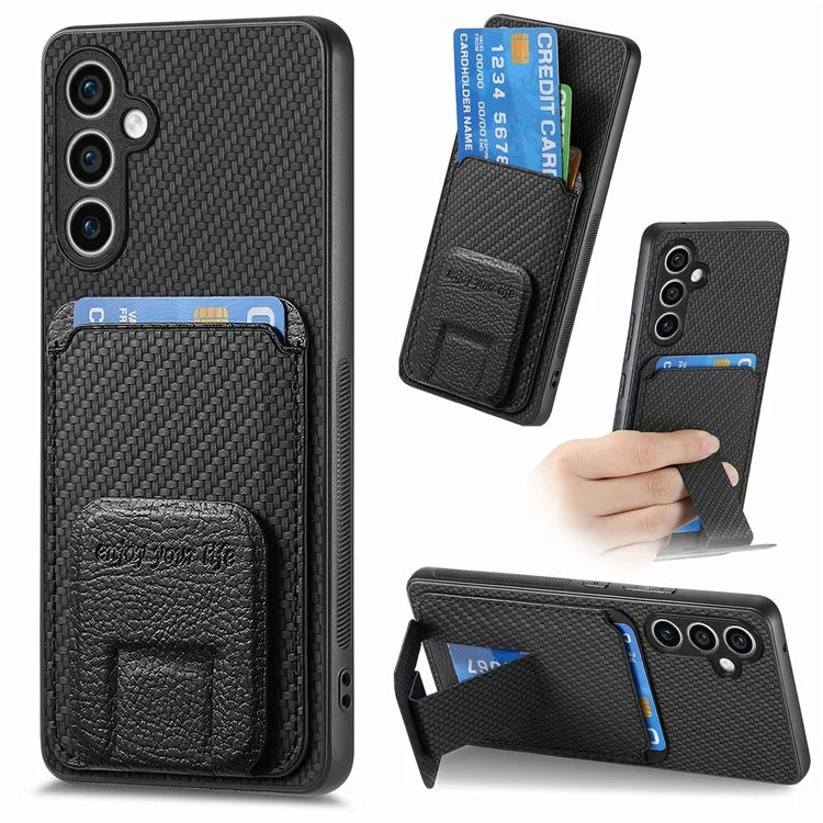 C1-11 for Samsung Galaxy S23 FE Case Carbon Fiber Texture Phone Kickstand Cover