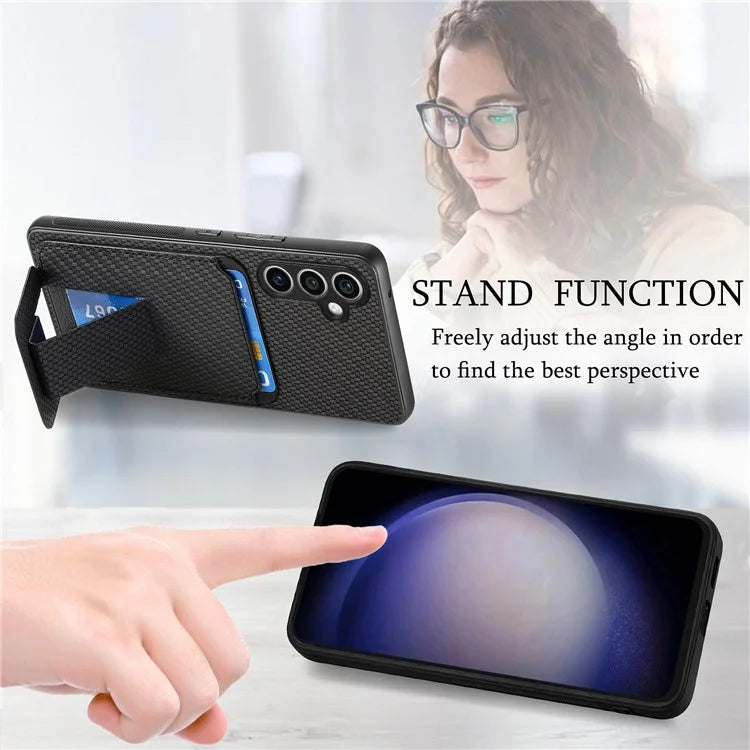 C1-11 for Samsung Galaxy S23 FE Case Carbon Fiber Texture Phone Kickstand Cover
