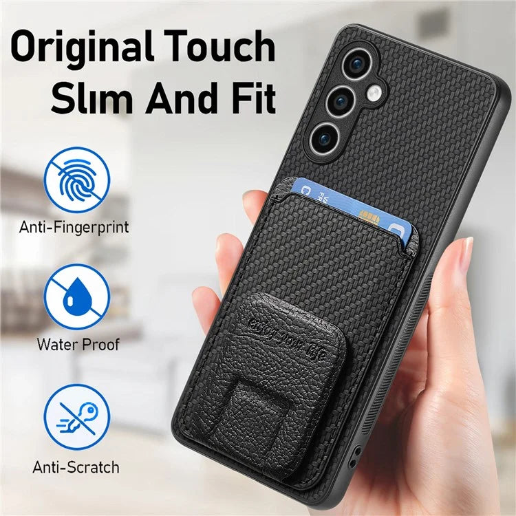 C1-11 for Samsung Galaxy S23 FE Case Carbon Fiber Texture Phone Kickstand Cover