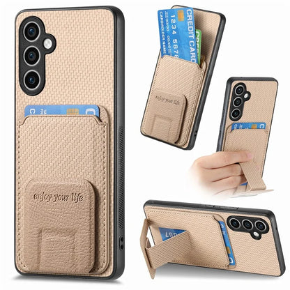 C1-11 for Samsung Galaxy S23 FE Case Carbon Fiber Texture Phone Kickstand Cover