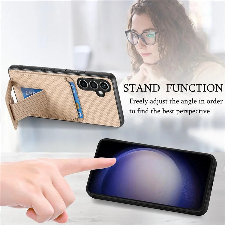 C1-11 for Samsung Galaxy S23 FE Case Carbon Fiber Texture Phone Kickstand Cover