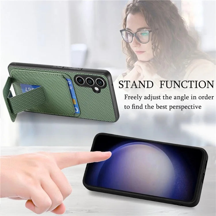 C1-11 for Samsung Galaxy S23 FE Case Carbon Fiber Texture Phone Kickstand Cover
