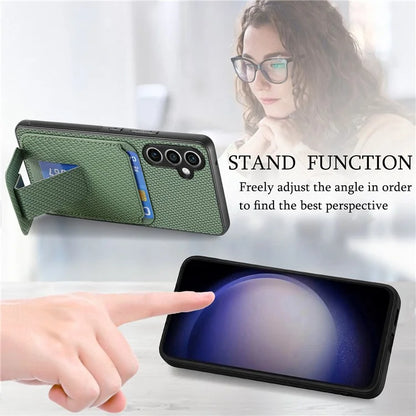 C1-11 for Samsung Galaxy S23 FE Case Carbon Fiber Texture Phone Kickstand Cover