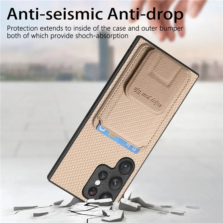 C1-11 for Samsung Galaxy S23 Ultra Phone Case Card Holder Leather+TPU Cover