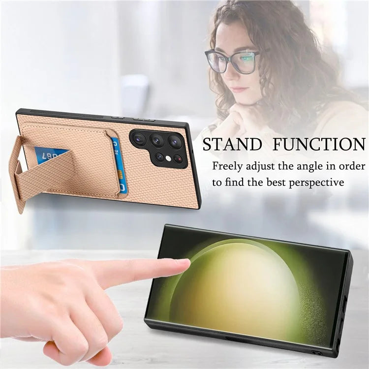 C1-11 for Samsung Galaxy S23 Ultra Phone Case Card Holder Leather+TPU Cover