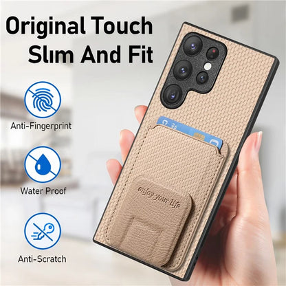 C1-11 for Samsung Galaxy S23 Ultra Phone Case Card Holder Leather+TPU Cover
