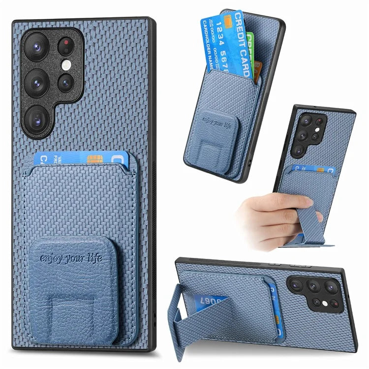 C1-11 for Samsung Galaxy S23 Ultra Phone Case Card Holder Leather+TPU Cover