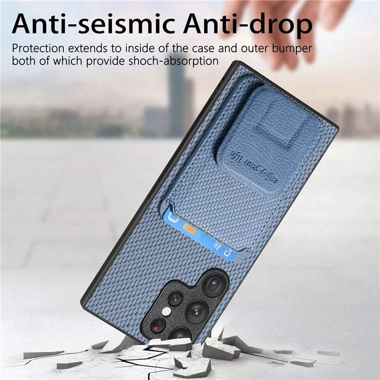 C1-11 for Samsung Galaxy S23 Ultra Phone Case Card Holder Leather+TPU Cover