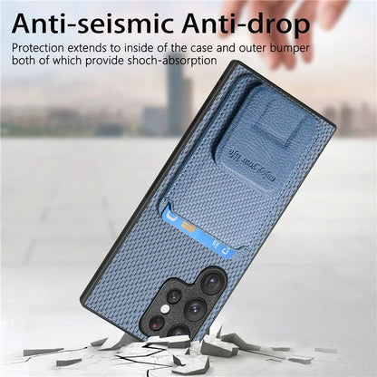 C1-11 for Samsung Galaxy S23 Ultra Phone Case Card Holder Leather+TPU Cover